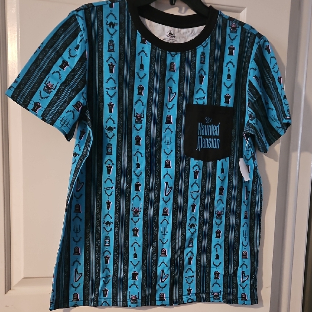 The Haunted Mansion Adult Pocket Tee - Blue/Black Glow In The Dark